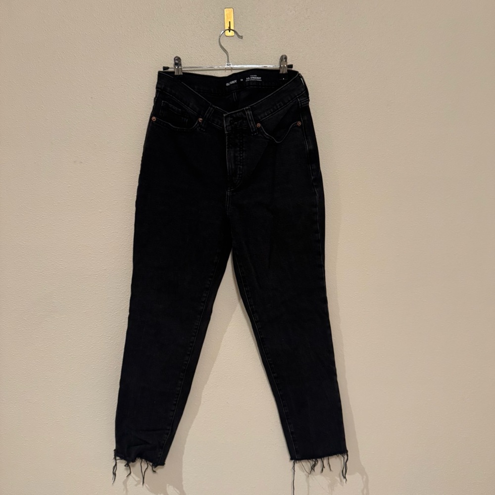 Old Navy Black Boyfriend Jeans with Raw Hem
